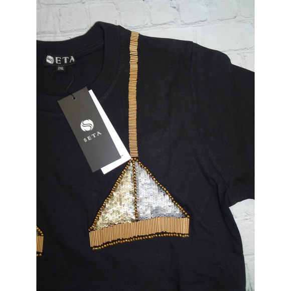 Seta Apparel Women's Bralette T-Shirt, 2XL, Black - Picture 3 of 7